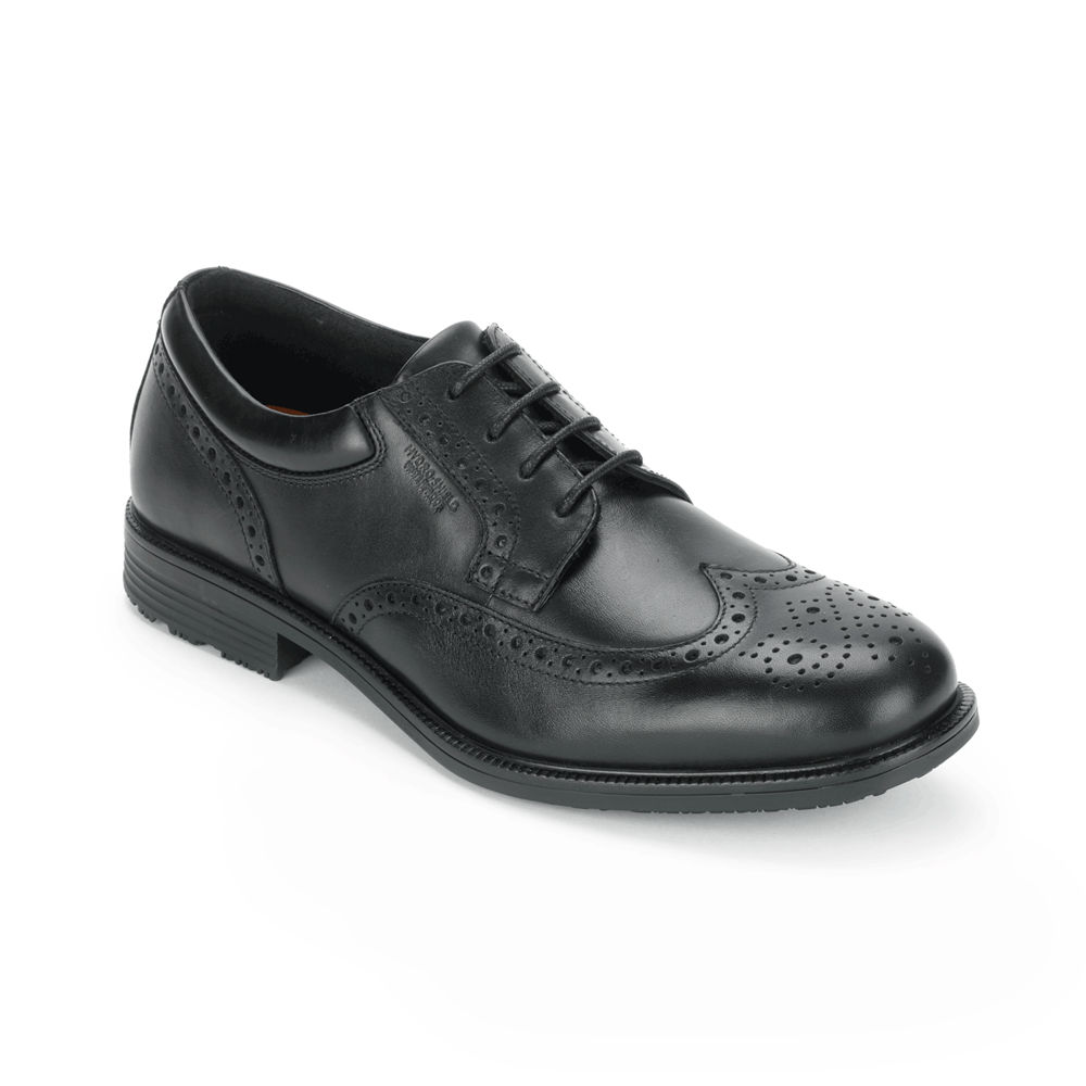 Rockport Singapore Mens Dress Shoes - Essential Details Waterproof Wingtip Black - SE4083169